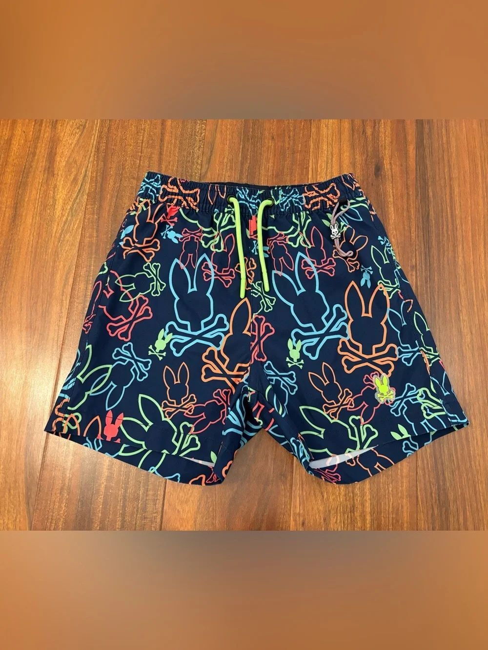 Psycho Bunny Navy Patterned Swim Trunks